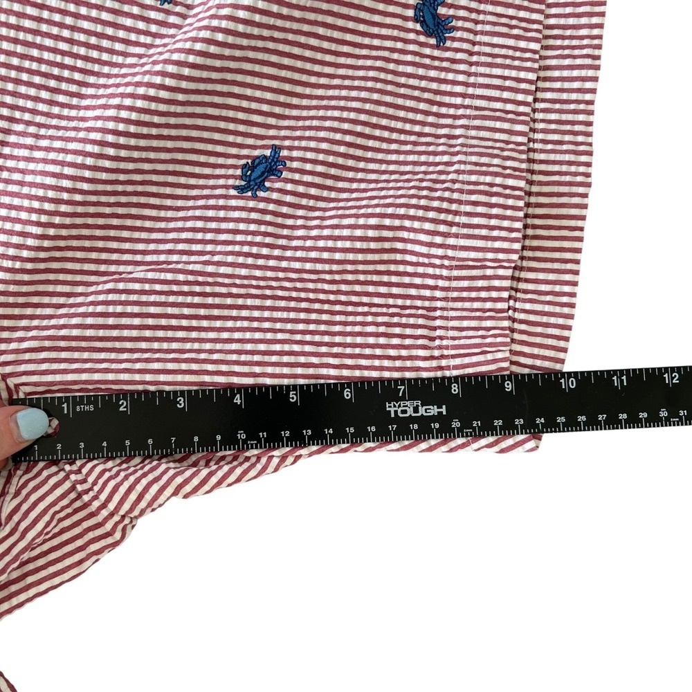 Brooks Brothers 346 Mens Red White Seersucker Crab Embroidered Shorts Size 35 - Picture 8 of 10